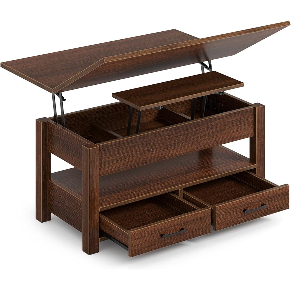 Rolanstar Coffee Table Lift Top, Multi-Function Convertible Coffee Table with Drawers and Hidden Compartment, Converts to Dining Table for Living Room, Home Office,Espresso : Home & Kitchen