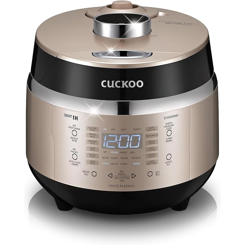 CUCKOO CRP-EHSS0309FG 3-Cup (Uncooked) / 6-Cup (Cooked) Induction Heating Pressure Rice Cooker with Nonstick Inner Pot, 16 Menu Modes, Fuzzy Logic Tech, 3 Voice Guide, Auto Clean (Gold): Home & Kitchen