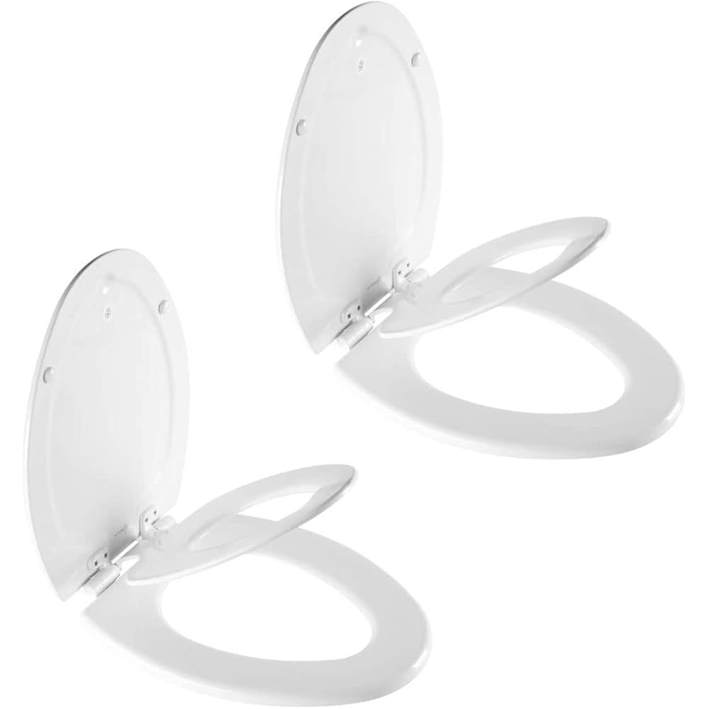 Mayfair NextStep2 Toilet Seat with Toddler Potty Training Seat Built-In, Slow Close, Easy Clean, Magnetic Removable Kids Seat, Made in USA, ELONGATED, White, 2-Pack -