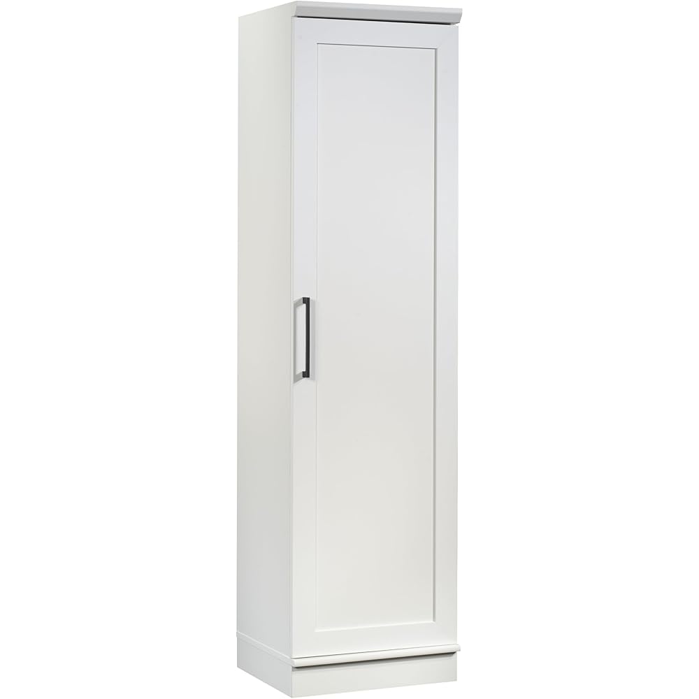 Sauder HomePlus Narrow Pantry Storage Cabinet Slim Single Door with Adjustable Shelves, Kitchen Laundry Bathroom Storage Cabinet, in Soft White : Home & Kitchen