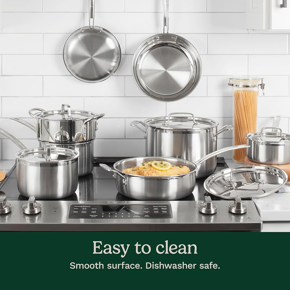 Cuisinart 12 Piece Cookware Set, MultiClad Pro Triple Ply, Silver, MCP-12N: Pots And Pans: Home & Kitchen