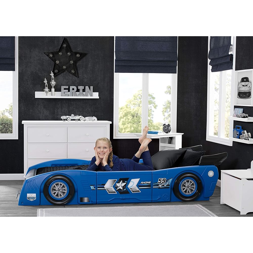 Delta Children Grand Prix Race Car Toddler-to-Twin Bed, Blue