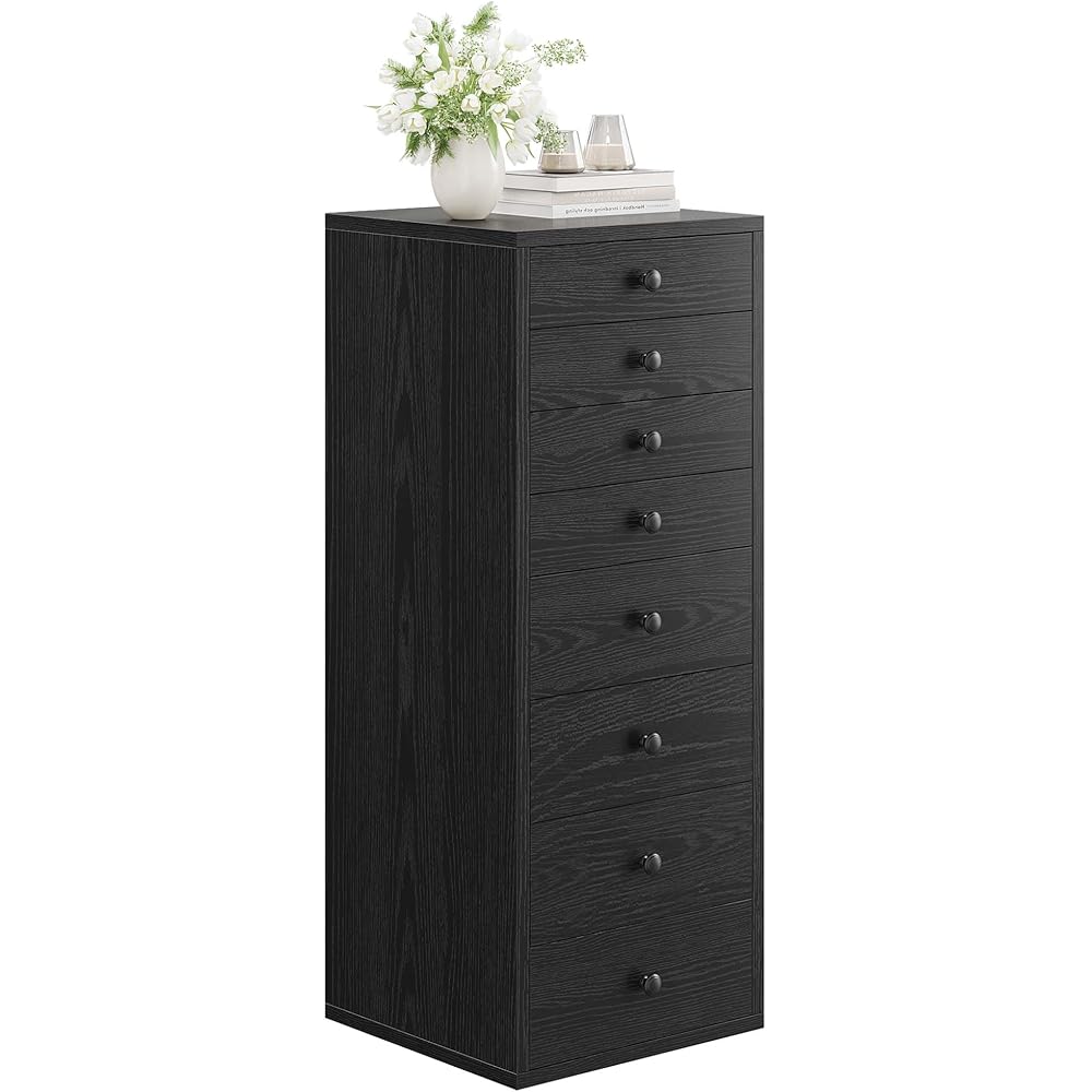 LIKIMIO 8 Drawer Dresser, Small Dressers with Storage Drawers, Chest of Drawers for Bedroom, Tall Narrow Dresser for Organizers, Black : Home & Kitchen