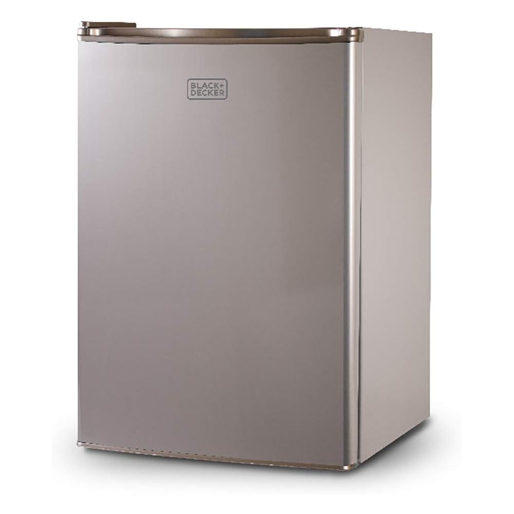 BLACK+DECKER 2.5 Cu. Ft. Compact Refrigerator, ENERGY STAR Certified, Single Door Mini Fridge with Chiller Compartment, Personal Fridge for Home or Dorm Room, R600a Refrigerant, BCRK25V,Stainless Look : Home & Kitchen