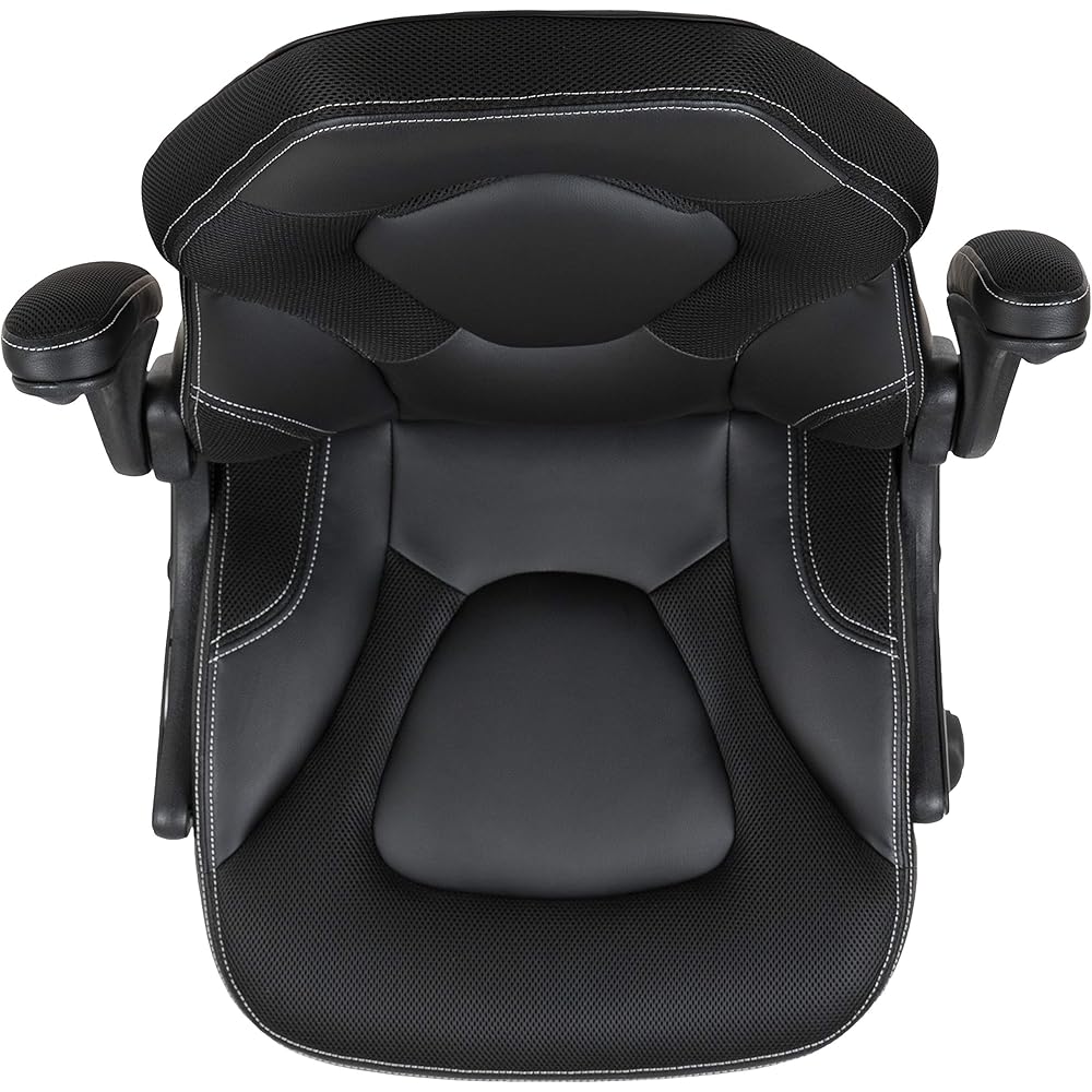 Flash Furniture X10 High-Back LeatherSoft Racing Style Gaming Chair with Flip-Up Arms, Ergonomic Padded Swivel Computer Chair, Black : Home & Kitchen