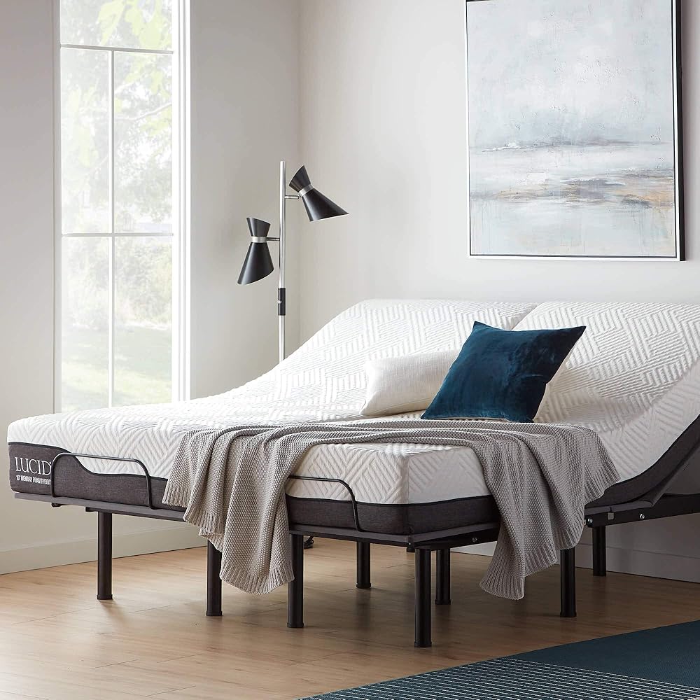 Lucid L150 Adjustable Base – Bed Frame with Head and Foot Incline – Wireless Remote Control – Premium Quiet Motor, Twin XL size, Charcoal : Home & Kitchen