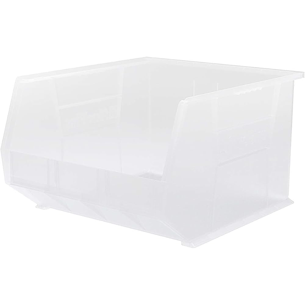 Akro-Mils 30270 AkroBins Plastic Hanging Stackable Storage Organizer Bin, 18-Inch x 16-Inch x 11-Inch, Clear, 3-Pack - Open Home Storage Bins -
