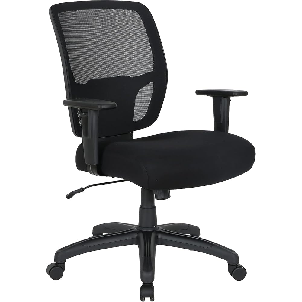 Amazon Basics Big and Tall Mesh Office Chair with Adjustable Arms and Lumbar Support, 400lbs Capacity, Black (Previously AmazonCommercial brand) : Office Products
