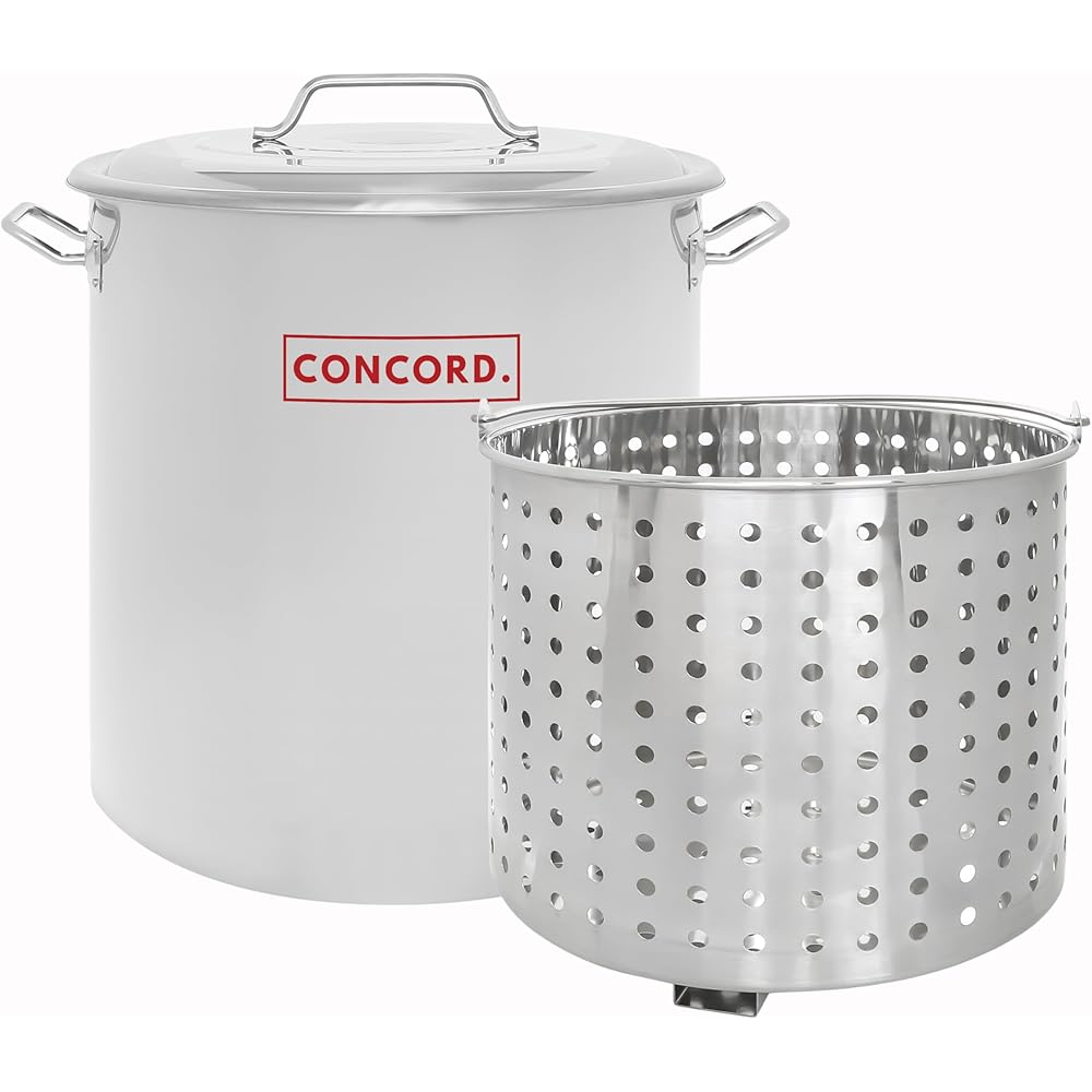 CONCORD Stainless Steel Stock Pot w/Steamer Basket. Cookware great for boiling and steaming (80 Quart): Home & Kitchen