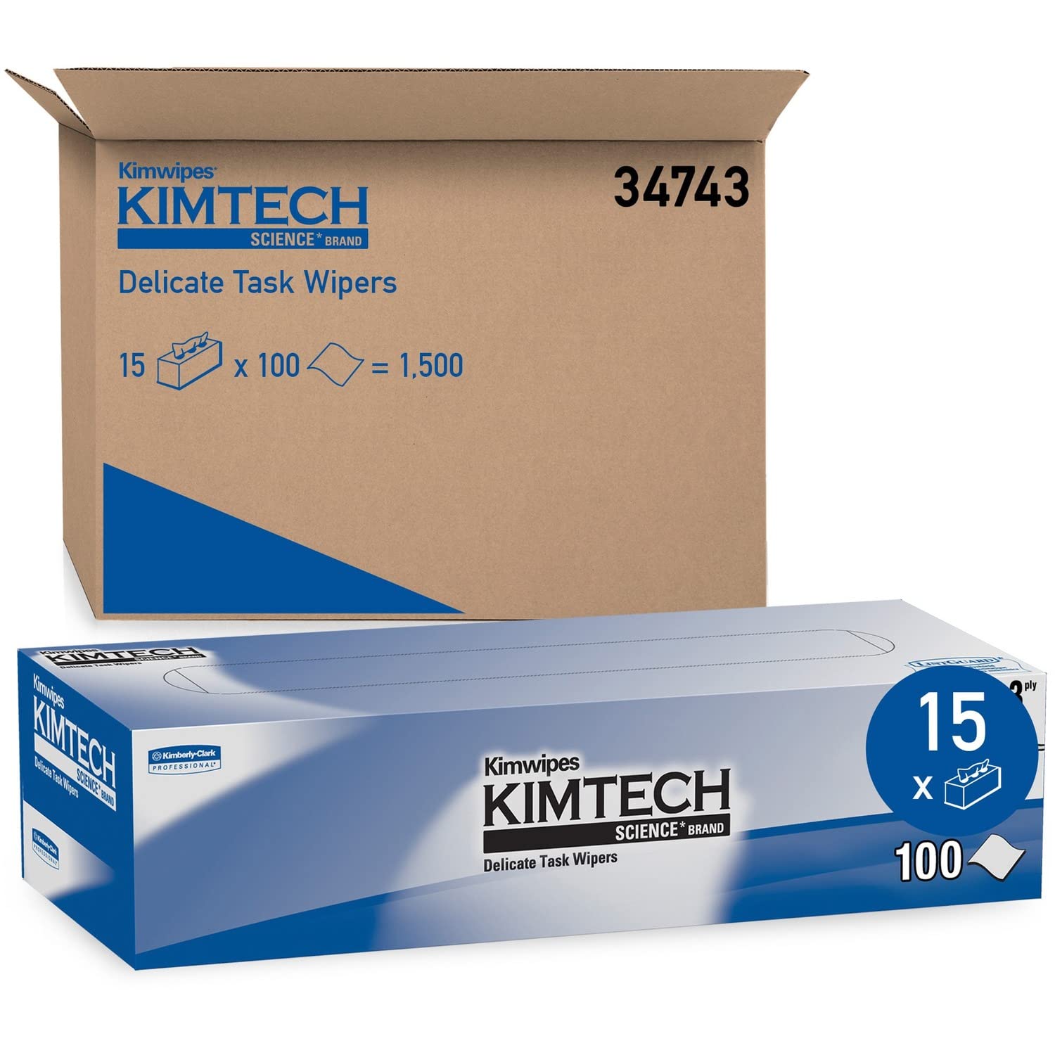 Kimtech 34743 Kimwipes Delicate Task Wipers, 3-Ply, 11 4/5 x 11 4/5, 119 per Box (Case of 15 Boxes) : Health & Household