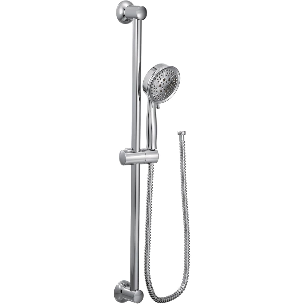 Moen Eco-Performance Chrome Four-Function Removable Handheld Showerhead with 69-Inch-Long Hose and Wall-Mounted Slide Bar, 3667EP - Shower Arms And Slide Bars -