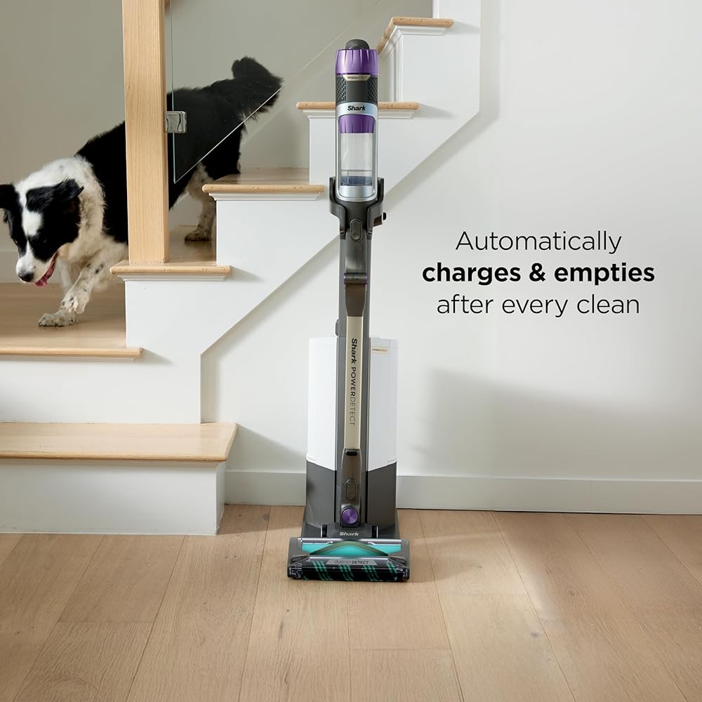 Shark Cordless Vacuum Cleaner with HEPA Filter, PowerDetect Clean & Empty, Powerful Suction, Auto-Empty System, Pet Hair Pickup, Carpets & Hardfloor, Dark Gray, IP3251