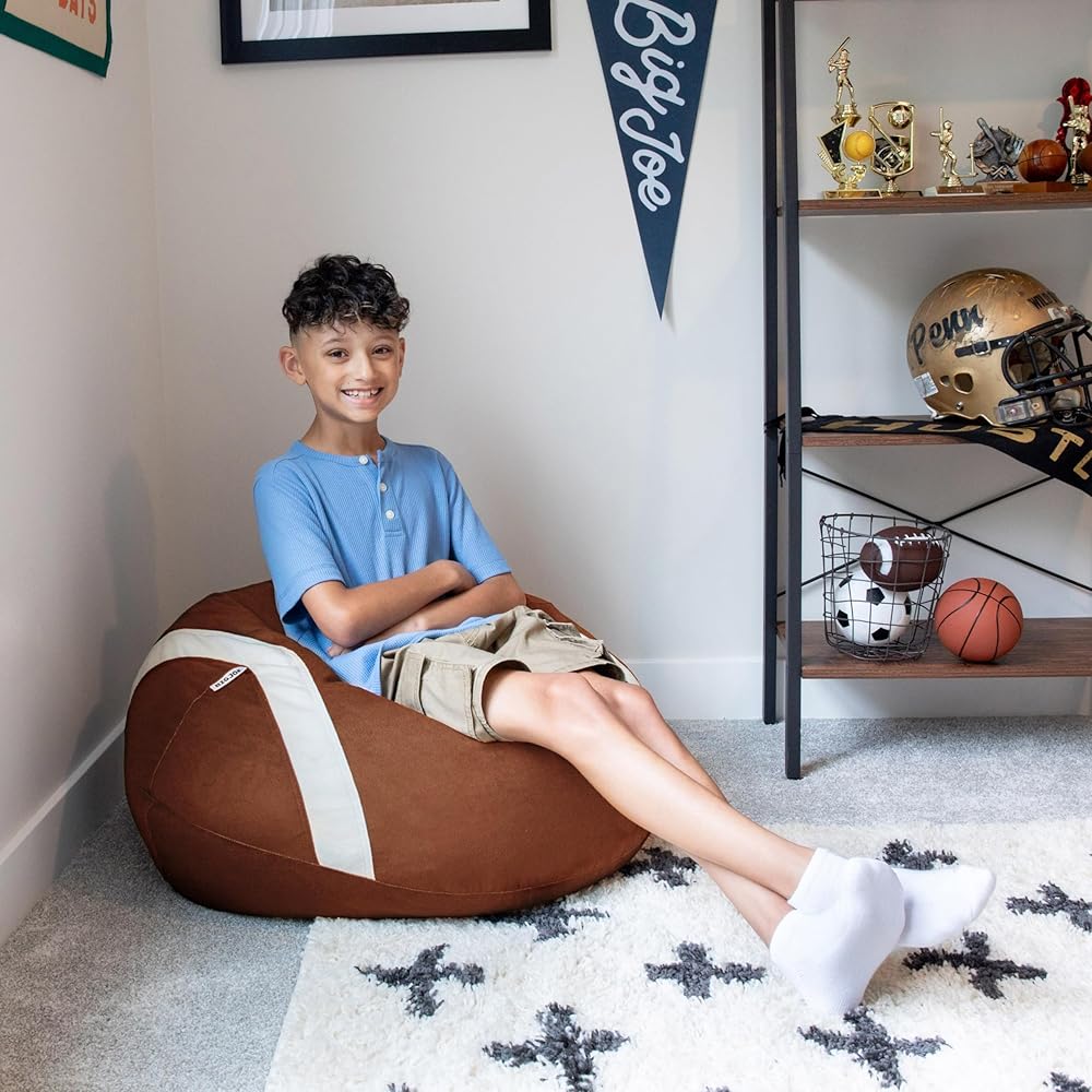 Big Joe Sports Ball Child-Sized Bean Bag Chair 2 Pack, Football Plush, Soft Polyester, 2.5 feet