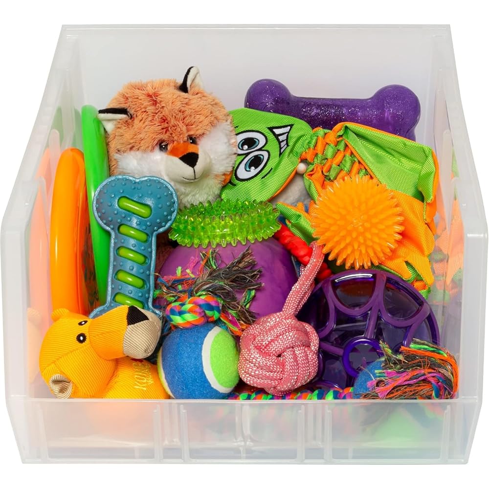 Akro-Mils 30270 AkroBins Plastic Hanging Stackable Storage Organizer Bin, 18-Inch x 16-Inch x 11-Inch, Clear, 3-Pack - Open Home Storage Bins -