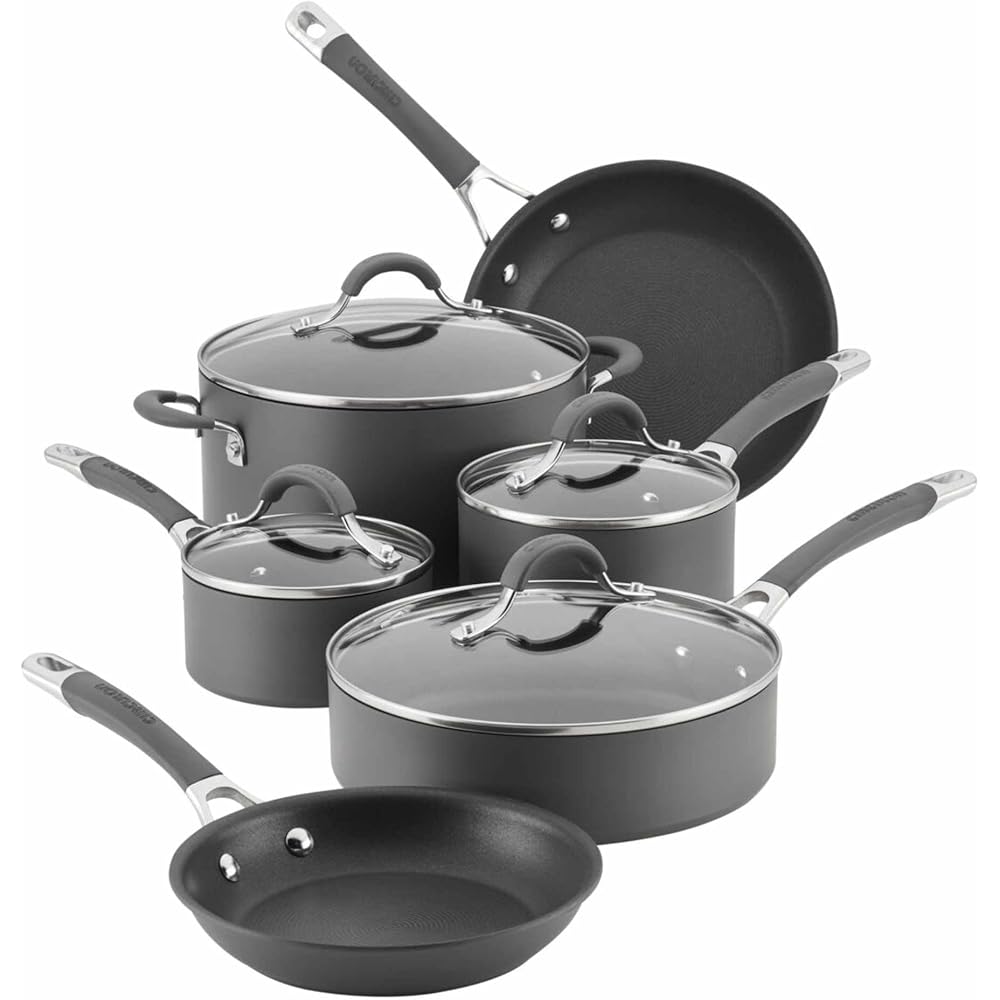 Circulon 83903 Radiance Hard Anodized Nonstick Cookware Pots and Pans Set, 10 Piece, Gray: Home & Kitchen