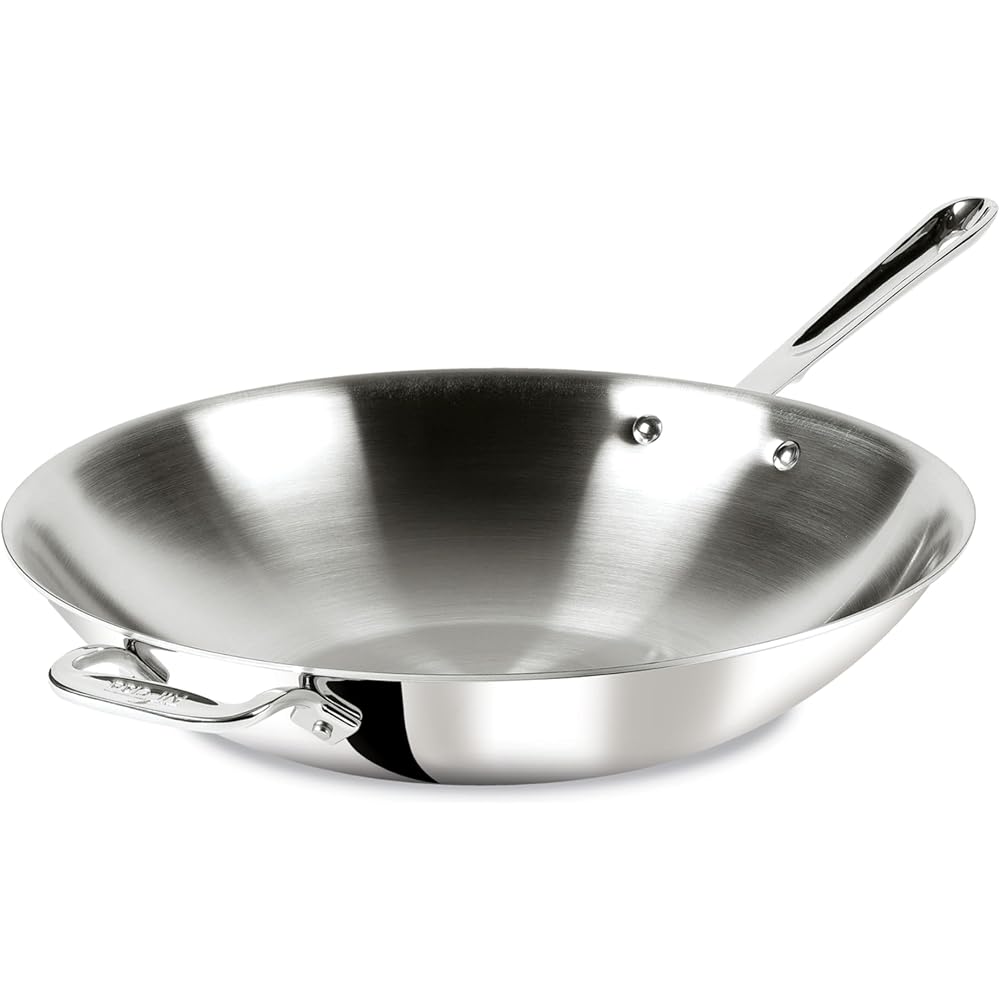 All-Clad D3 3-Ply Stainless Steel Wok 14-Inch, Induction Compatible, Oven Broiler Safe 600F, Stir-Fry Pan, Fast and Even Heat, Cookware, Frying Pan, Kitchen Essential, Pots and Pans, Silver: Woks And Stir Fry Pans: Home & Kitchen