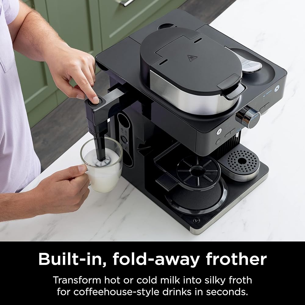 Ninja Espresso & Coffee Maker & Barista System, 3 Espresso Brew Styles, Single-Serve Coffee & Nespresso Capsule Compatible, Built-in Frother, Espresso, Cappuccino & Latte Maker, Black, CFN601: Home & Kitchen