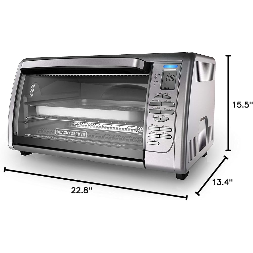 Black+Decker Countertop Convection Toaster Oven, 8 One-touch Cooking Functions, Stainless Steel: Toaster Ovens: Home & Kitchen