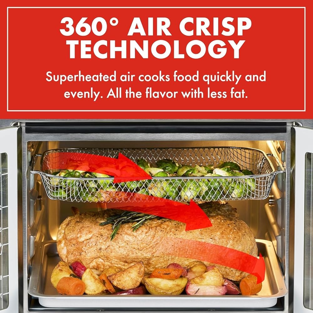 Emeril Lagasse Extra Large French Door Air Fryer Toaster Oven Combo, 24 Cooking Functions and Digital Controls, 7 Accessories Included, Stainless Steel Finish, 26QT Capacity : Home & Kitchen