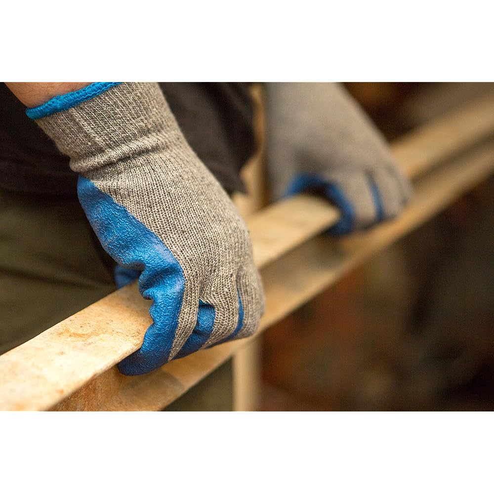 G & F Products - 3100-10 120 Pairs Large Rubber Latex Double Coated Work Gloves for Construction, gardening gloves, heavy duty Cotton Blend Blue - Work Gloves -