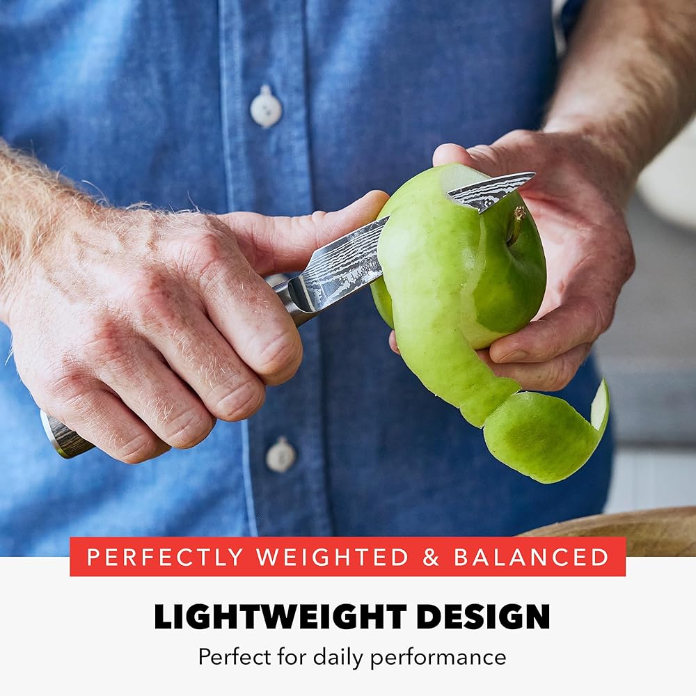 GreenPan x Bobby Flay 13 Piece Stainless Steel Cutlery Kitchen Knife Block Set, Premium Stainless Steel Blades, Acacia Wood Knife Block, Hand Finished Ergonomic Wood Handle, Damascus Steel Design: Home & Kitchen