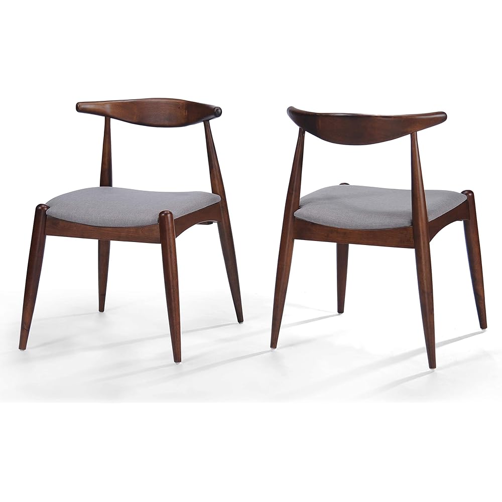 - Christopher Knight Home Francie Fabric with Walnut Finish Dining Chairs, 2-Pcs Set, Light Grey / Walnut - Chairs