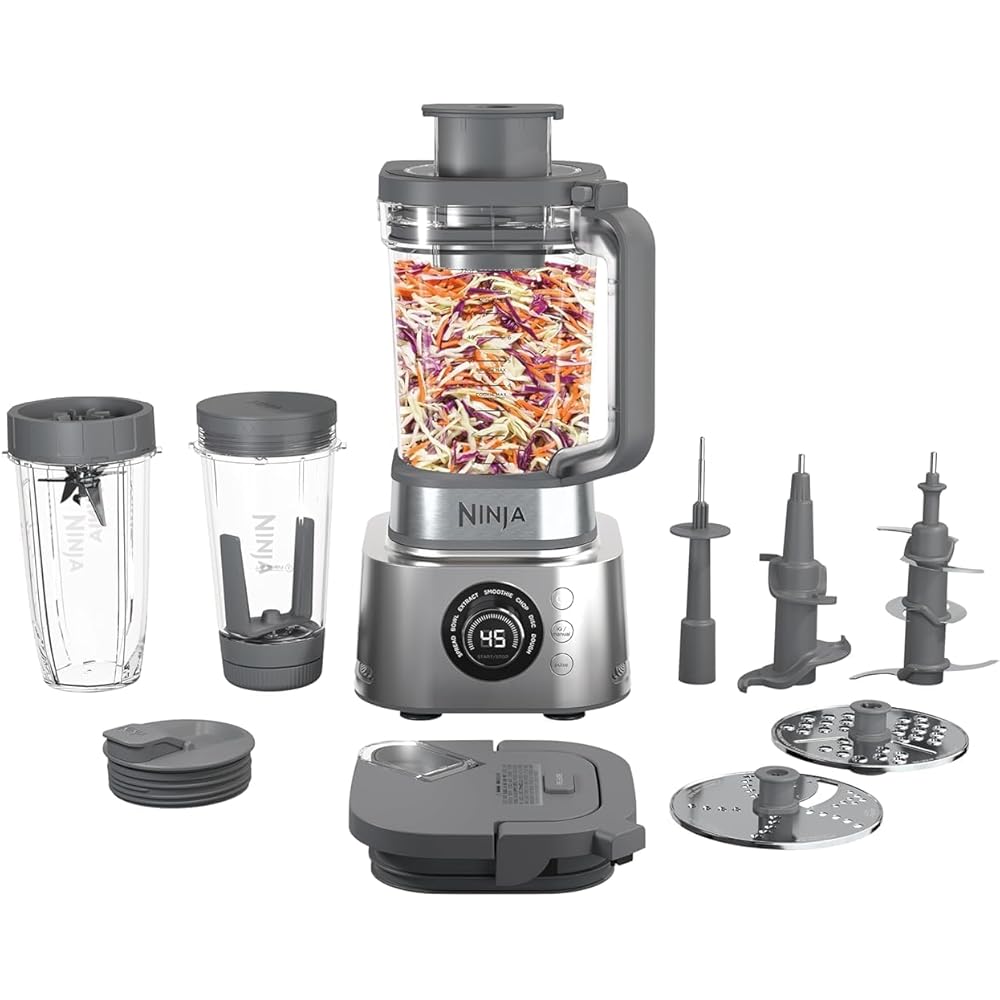 Ninja Blender & Food Processor Combo, Foodi Power Blender System for Smoothies, Bowls, Spreads & Shakes, 6 Functions, 72-oz Pitcher, To-Go Cups, Silver, SS401: Home & Kitchen