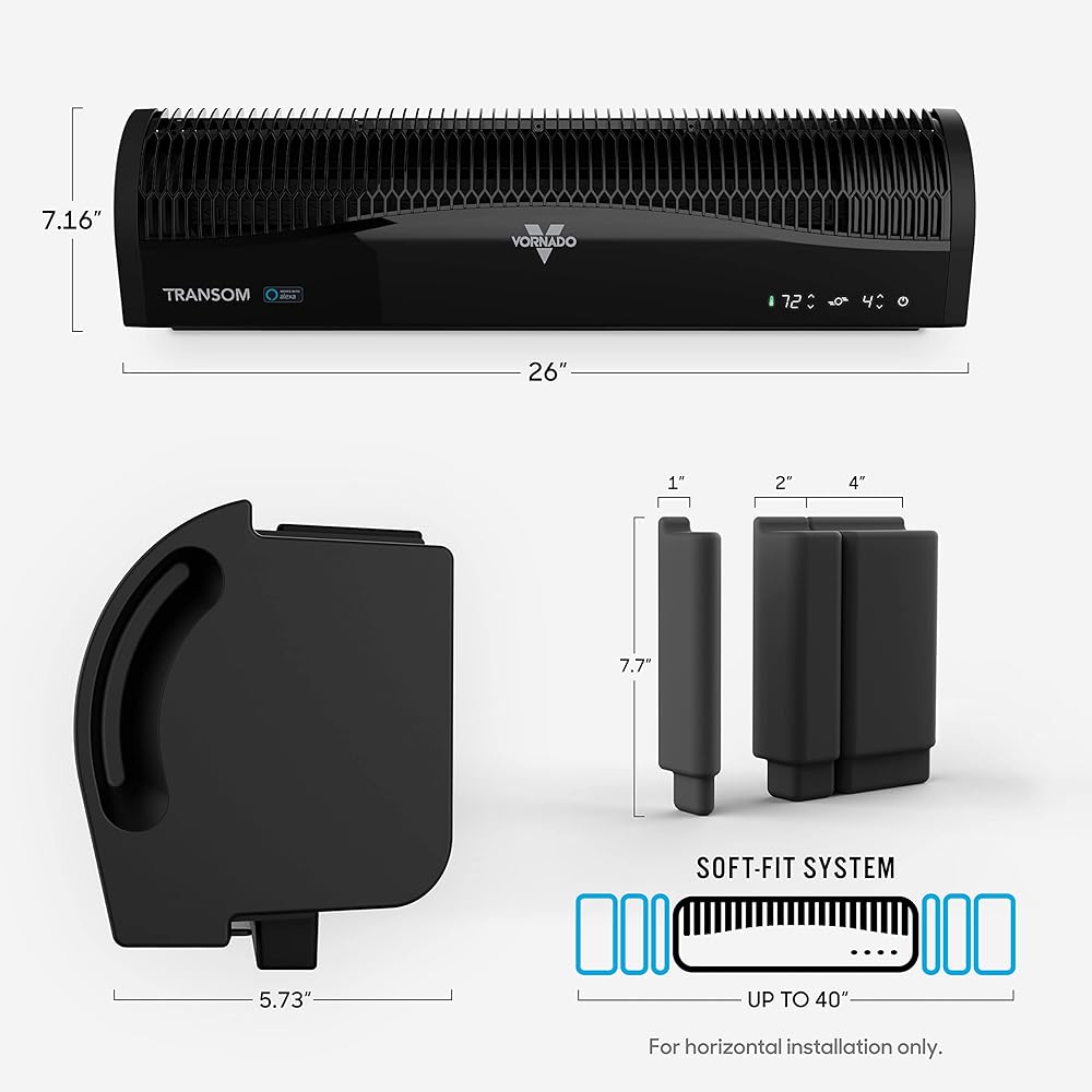 Vornado TRANSOM Window Fan with 4 Speeds, Remote Control, Reversible Exhaust Mode, Weather Resistant Case, Black, Whole Room : Home & Kitchen