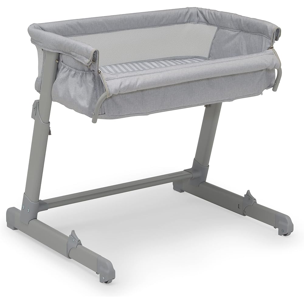GAP babyGap Whisper Bedside Bassinet Sleeper with Breathable Mesh and Adjustable Heights - Lightweight Portable Crib - Made with Sustainable Materials, Grey Stripes : Baby
