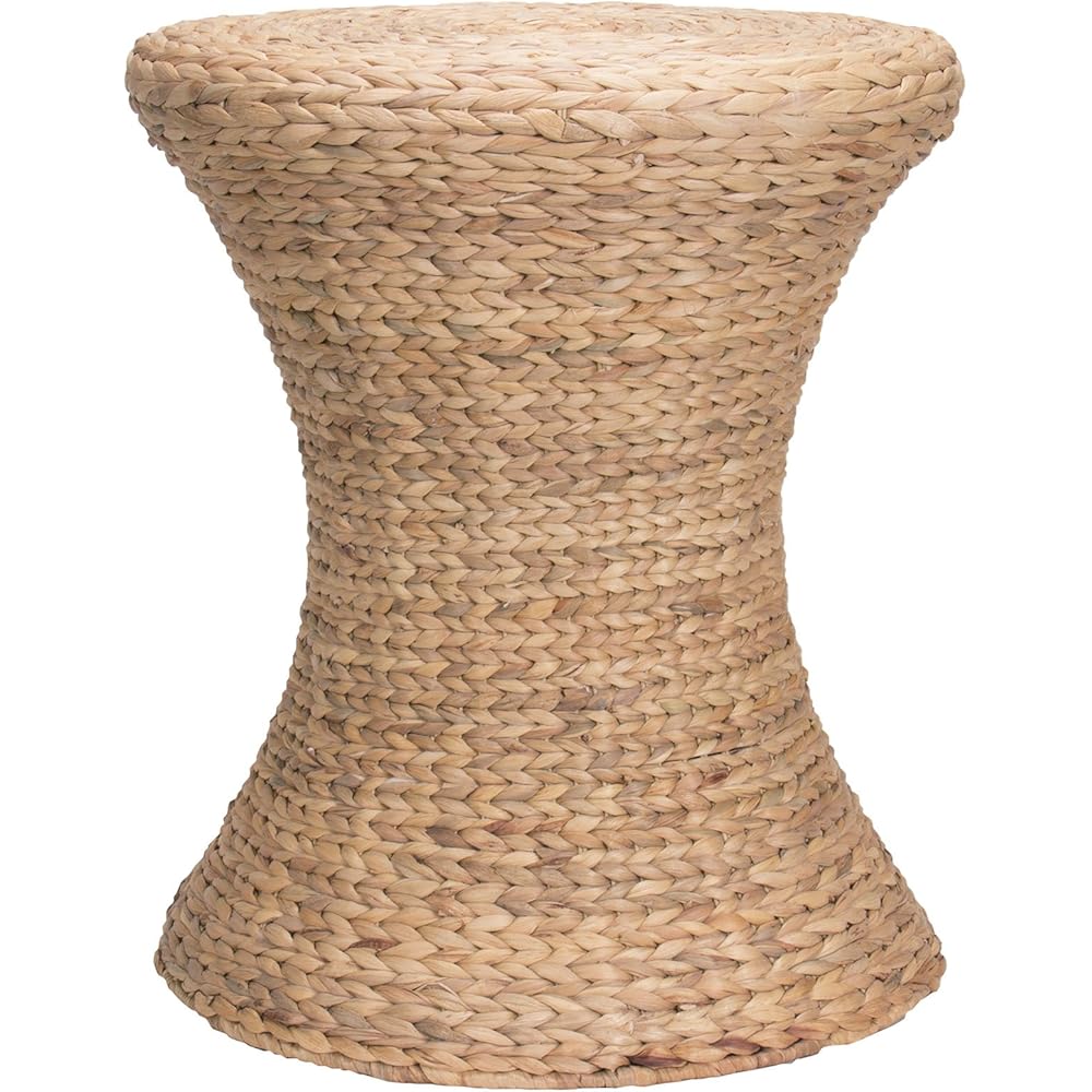 Household Essentials Handwoven Water Hyacinth Wicker Stool with Hourglass Shape, Natural : Home & Kitchen