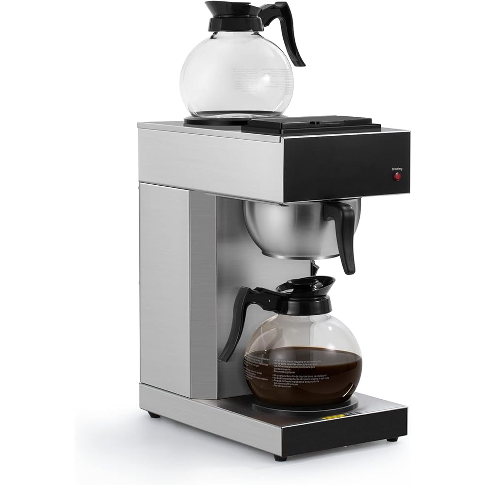 SYBO 12-Cup Commercial Drip Coffee Maker, Pour Over Coffee Maker Brewer with 2 Glass Carafes and Warmers, Stainless Steel Cafetera SF-CB-2GA: Home & Kitchen