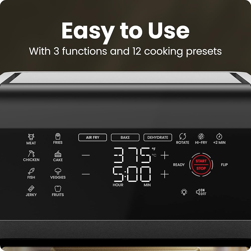 Chefman 12-Quart 6-in-1 Air Fryer Oven with Digital Timer, Touchscreen, and 12 Presets - Family Size Countertop Convection Oven, Dishwasher-Safe Parts : Home & Kitchen