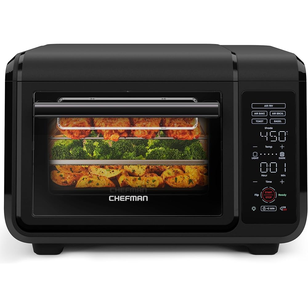 Chefman Air Fryer Toaster Oven Combo, 15 Qt. Countertop Oven for Quick & Healthy Meals, Bake, Broil, Air Fry, Toast, and Bagel Functions, 450°F Max Temp, 4 Slice Toaster Oven Air Fryer Combo – Black : Home & Kitchen