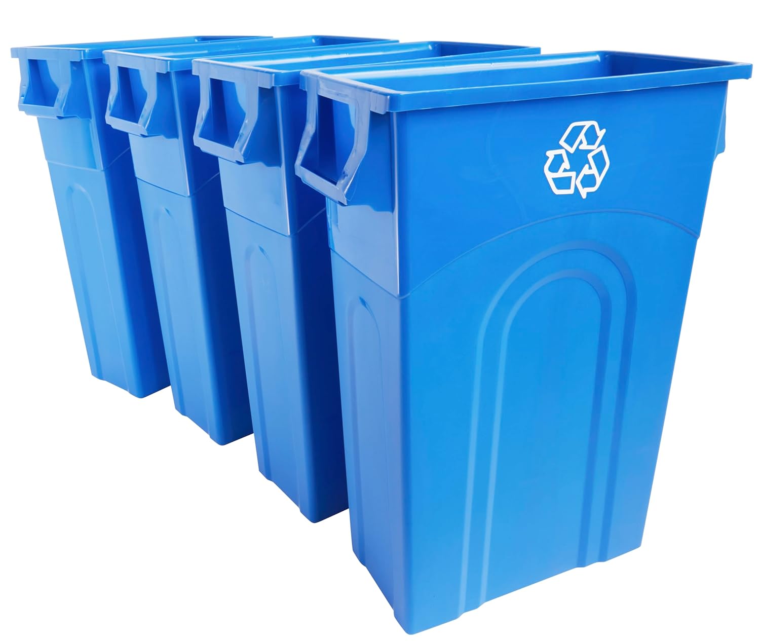 United Solutions Highboy Recycling Bin, 23 Gallon, Space Saving Slim Profile and Easy Bag Removal, Indoor or Outdoor Use, Integrated Handles for Easy Carrying, 4-Pack, Recycle Blue : Industrial & Scientific