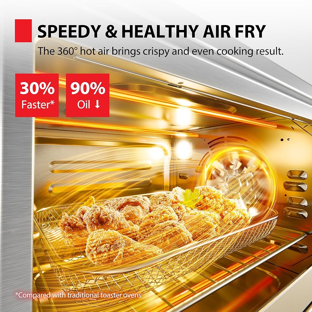 TOSHIBA ChefFry Air Fryer Toaster Oven Combo, 26.4 QT Large Capacity, 12-in-1 Countertop Toaster Oven, Stainless Steel : Home & Kitchen