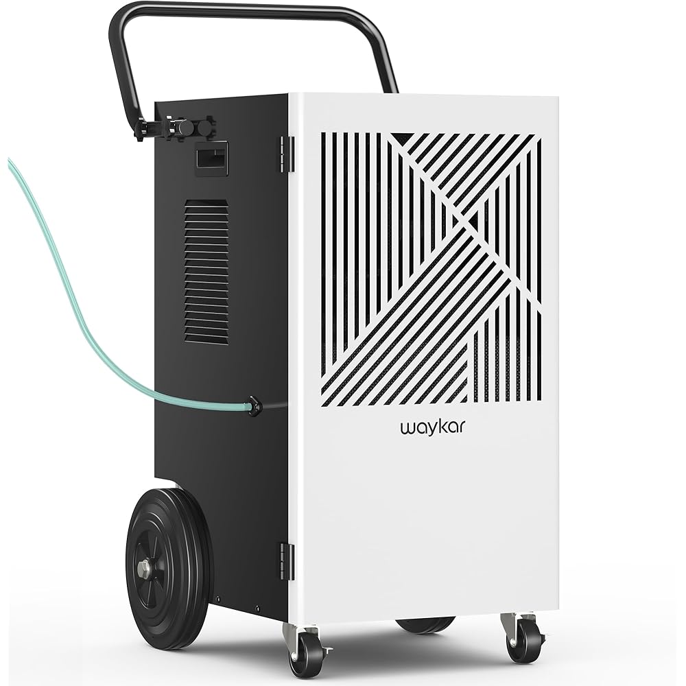 - Waykar 155 Pints Commercial Dehumidifier with Pump, Drain Hose and Washable Filter Space up to 8000 Sq. Ft, for Basements, Industrial or Commercial Spaces - 5 Year Quality Coverage