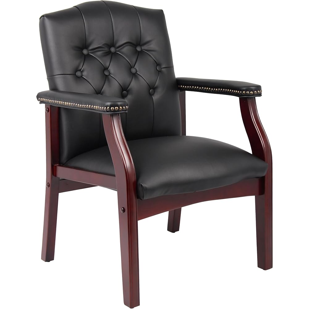 Boss Office Products Ivy League Executive Guest Chair, Vinyl, Black : Office Products
