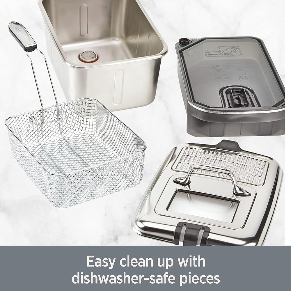 All-Clad Electric Deep Fryer with Basket and Lid, Stainless Steel Deep Fryer for Home Use, 1700W, Dishwasher Safe: Home & Kitchen