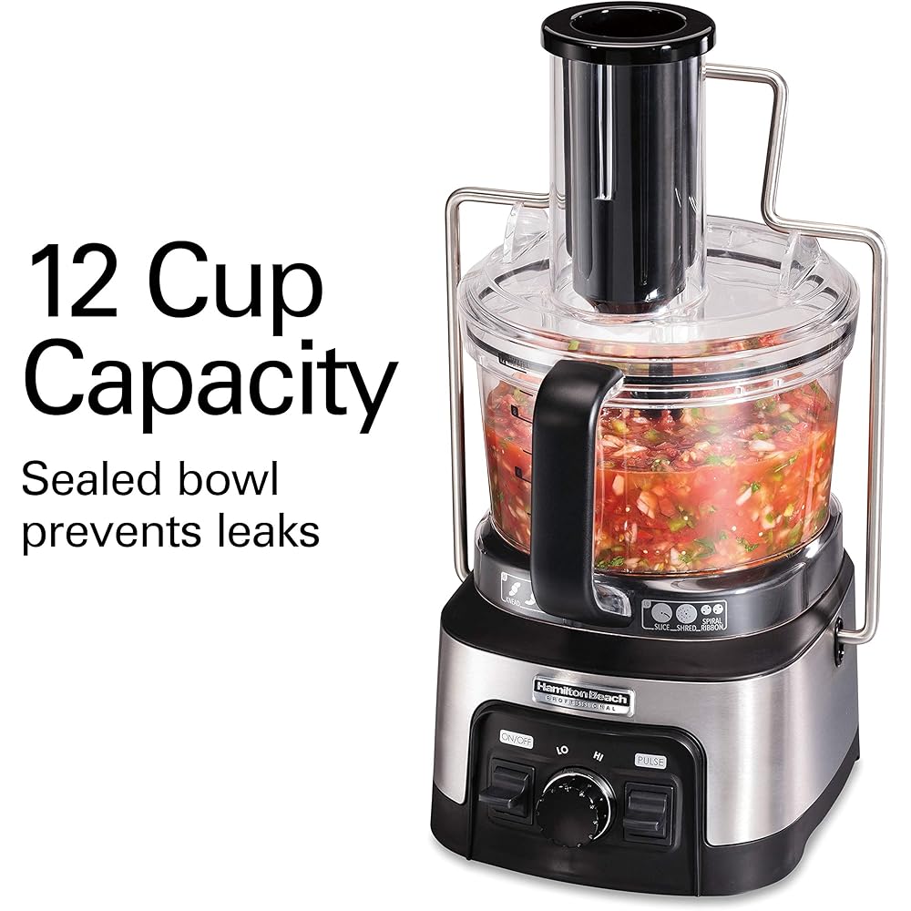 Hamilton Beach Professional Stack & Snap Food Processor & Veggie Spiralizer for Slicing, Shredding and Kneading, Extra-Large 3
