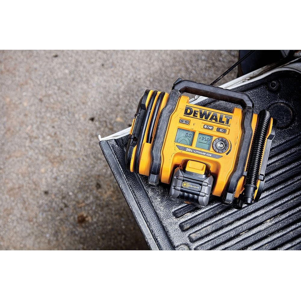 DEWALT Tire Inflator Portable Air Compressor 20V MAX, Air Pump with Automatic Shut Off, LED Light, Tool Only (DCC020IB) : Tools & Home Improvement