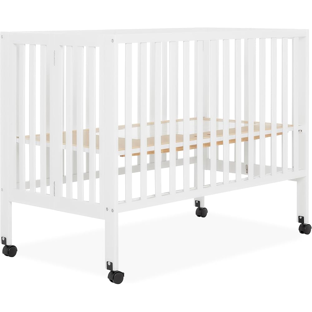 : Dream On Me Quinn Full-Size Portable Baby Crib in White, GreenGuard Gold & JPMA, Patented Quick Fold System, Adjustable Mattress Support, Heavy-Duty Wheels, Compact Design : Baby