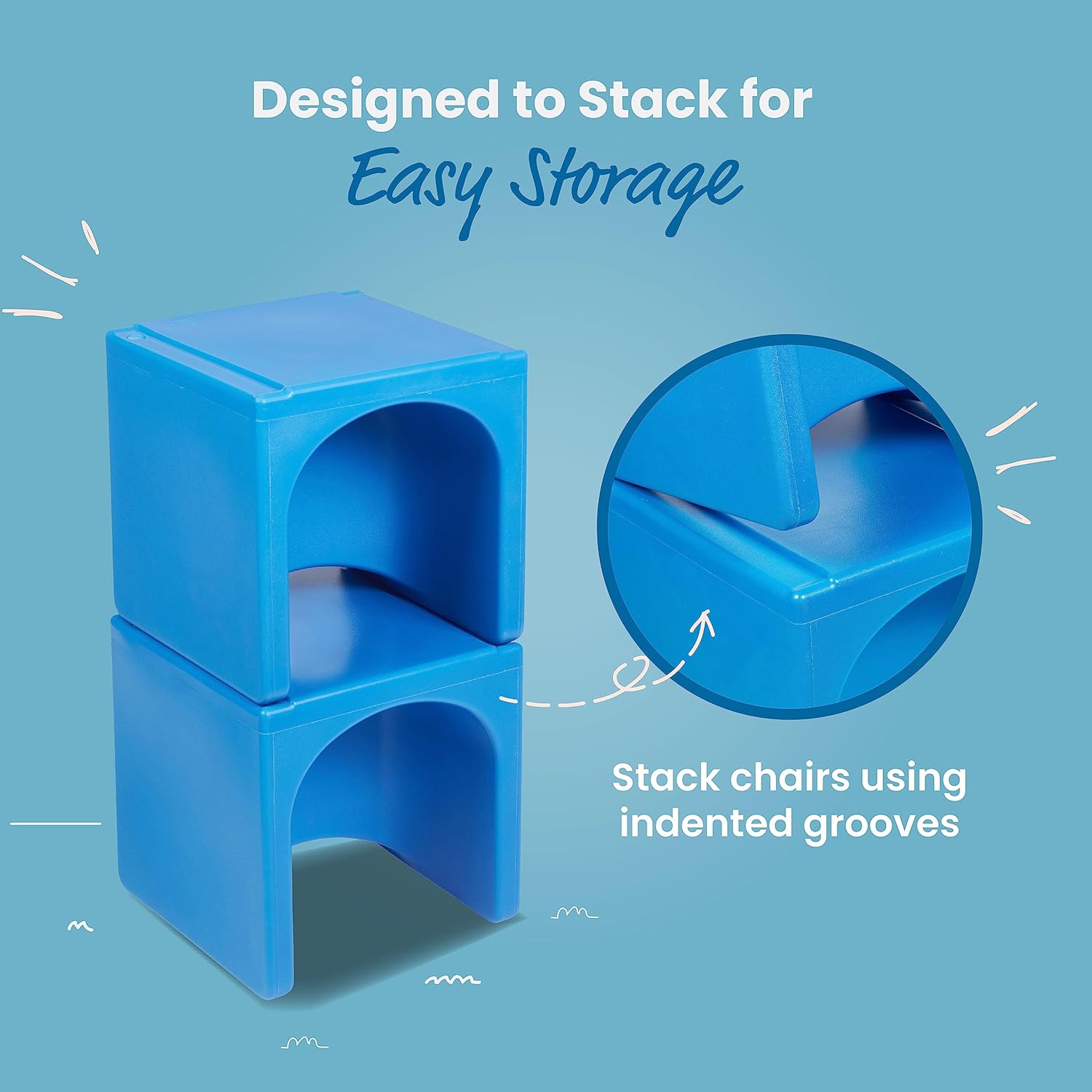 ECR4Kids Tri-Me 3-in-1 Cube Chair, Kids Furniture, Blue, 4-Piece : Home & Kitchen