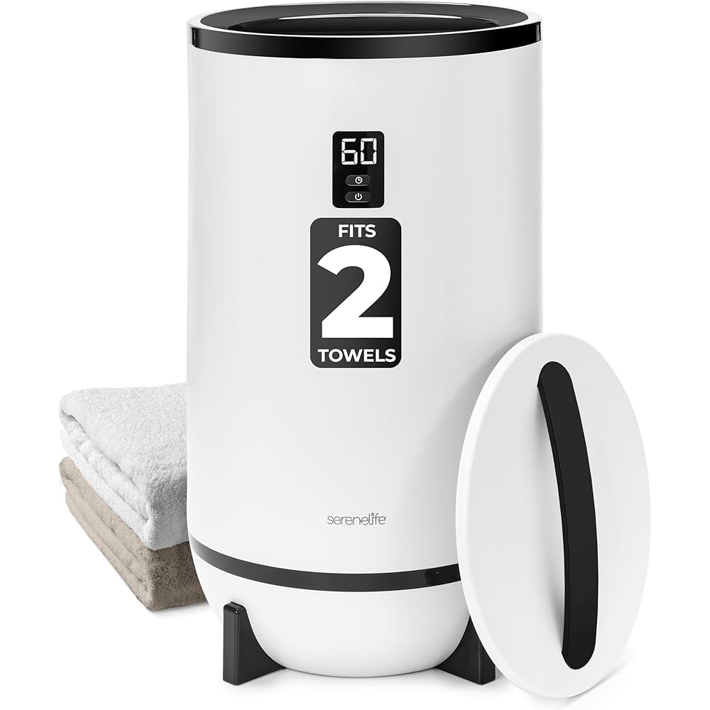 SereneLife Towel Warmers Bucket, with Customized Fragrance for Spa and Bathroom, Luxury Towel Heater Gifts for Him & Her, Auto Shut off, Fits 2 large Towels, Blankets, Bathrobes, PJ's (Black) : Home & Kitchen