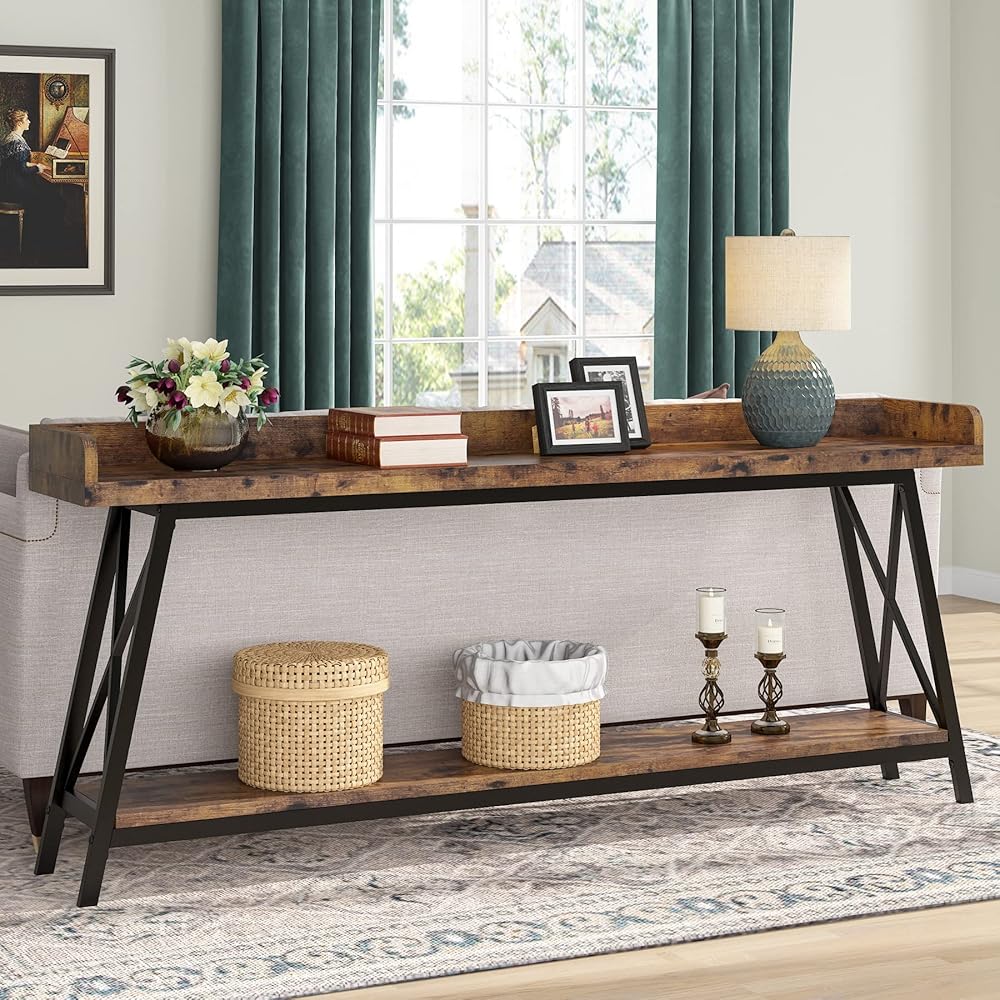 Tribesigns 70.9 inch Extra Long Console Table Behind Couch, Rustic Industrial Sofa Table for Living Room, Narrow Entryway Hallway Long Bar Table : Home & Kitchen