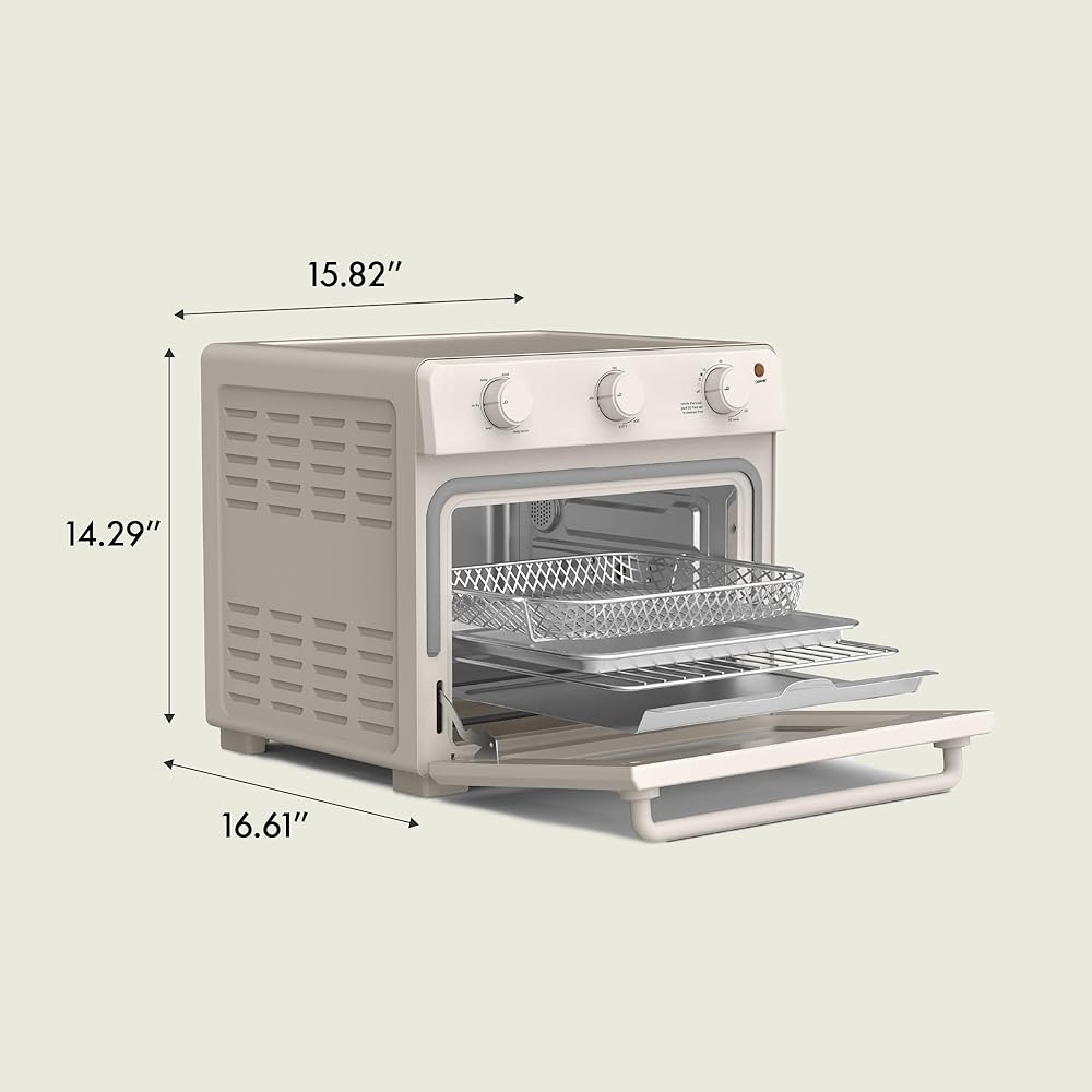 bella Air Fry Toaster Oven, 7 Preset Cooking Options, Dishwasher-Safe EverGood Coated Trays Included, 60-Minute Auto Shutoff w Audible Timer, Power Indicator Light, 1700 Watt, Oatmilk: Home & Kitchen