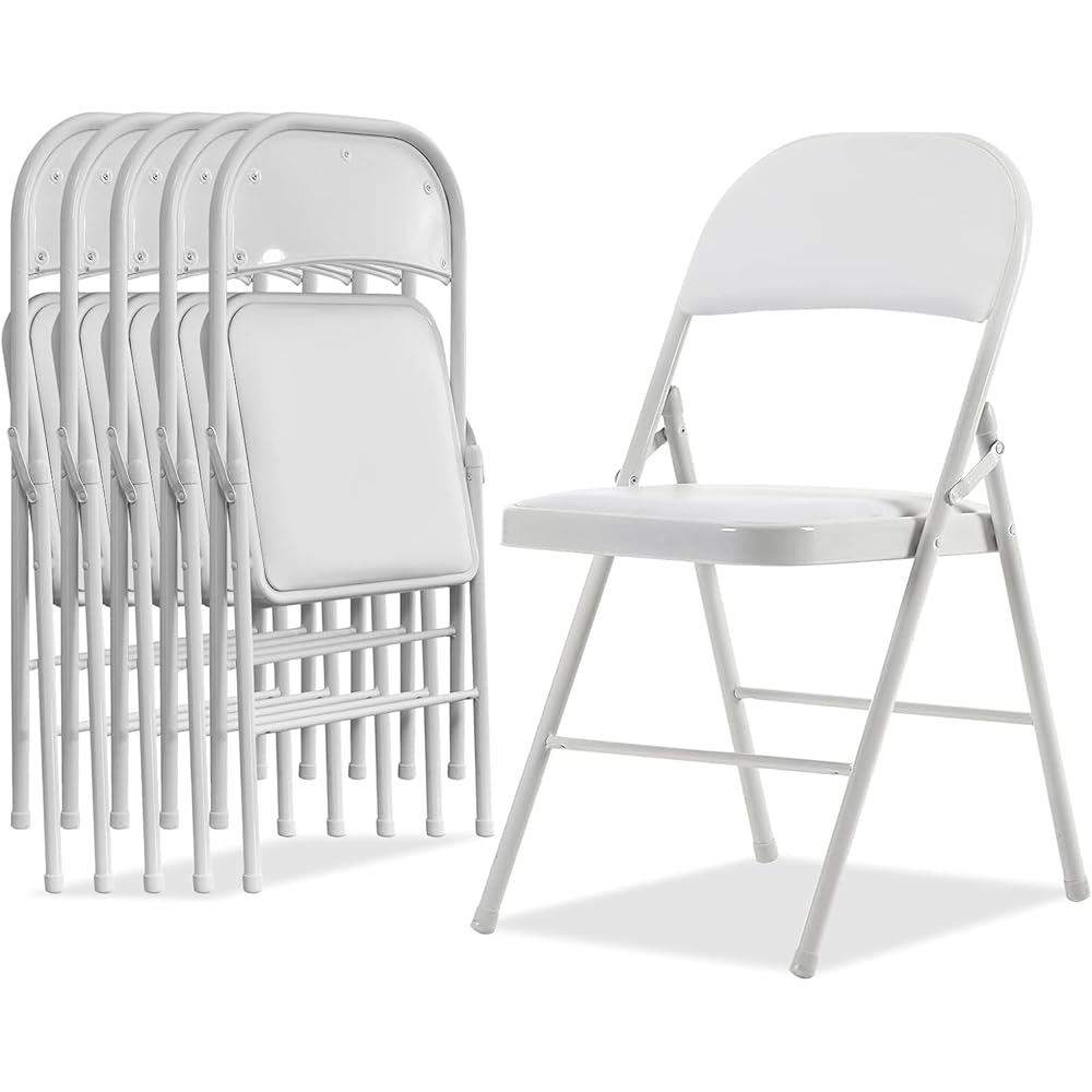 Simpli-Magic 6 Pack White Padded Folding Chairs with Cushion 鈥?Durable Metal Foldable Chairs for for Indoor Outdoor Weddings, Parties, Backyard & Office Events : Home & Kitchen