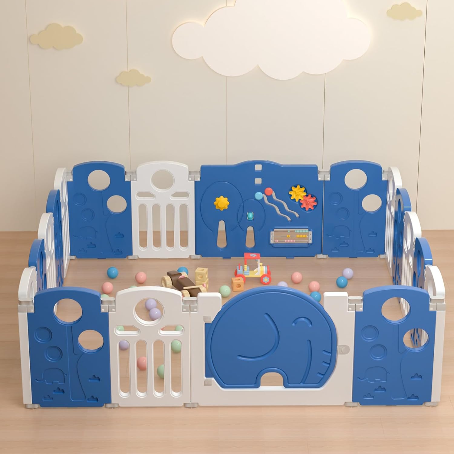: LulliSpace Baby Playpen,for Kids and Toddlers,Kids Activity Centre Safety Play Yard,Indoor&Outdoor Pattern Baby Fence with Game Panel, Safety Lock, Non-Slip Bases, Adjustable Shape,18 Panels : Baby