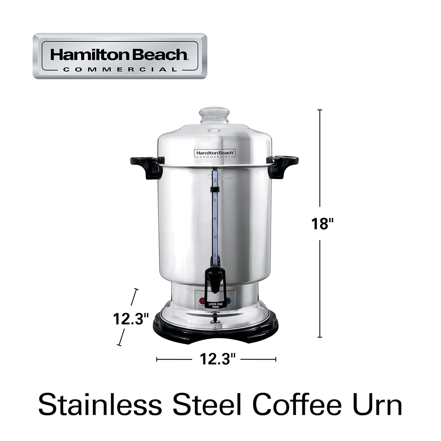 | Hamilton Beach Commercial Coffee Urn & Hot Beverage Dispenser, 60 Cup Capacity, Polished Stainless Steel (D50065): Coffee Urns