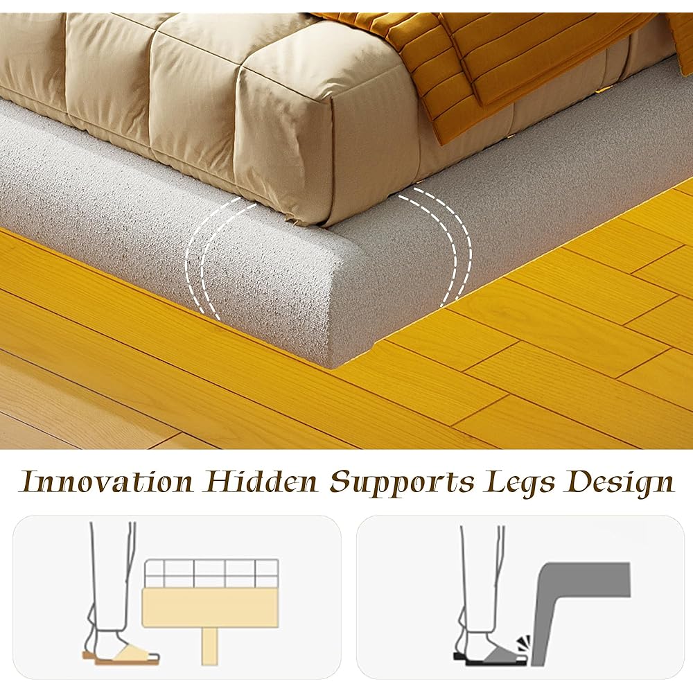 LIKIMIO Twin Bed Frames with LED Light, Floating Bed Frame with Upholstered Headboard, Solid Wooden Slats Support, No Box Spring Needed, White : Home & Kitchen