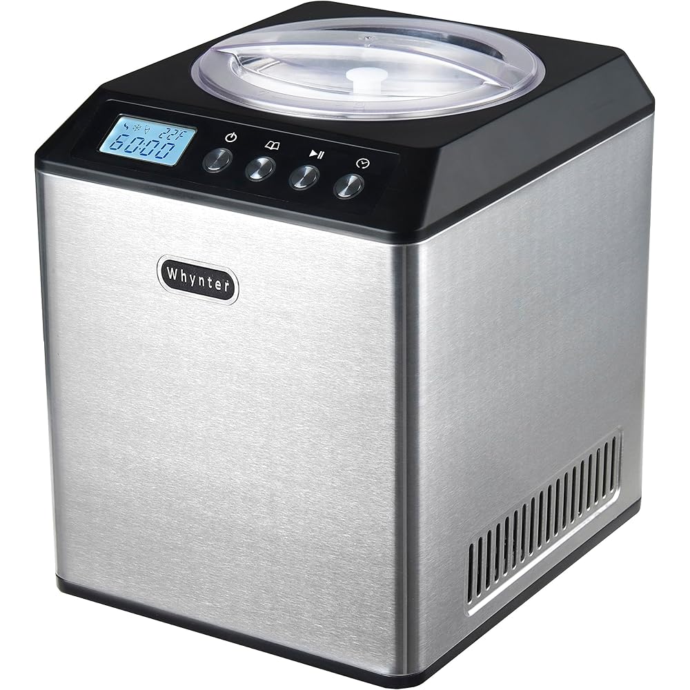 Whynter Ice Cream Maker Machine Automatic 2.1 Qt. Upright with Built-In Compressor, LCD Digital Display & Timer, No Pre-Freezing, ICM-201SB, Stainless Steel : Home & Kitchen